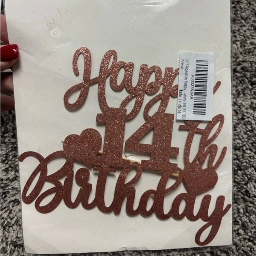 Rose Gold Birthday Cake Topper 14th Birthday
